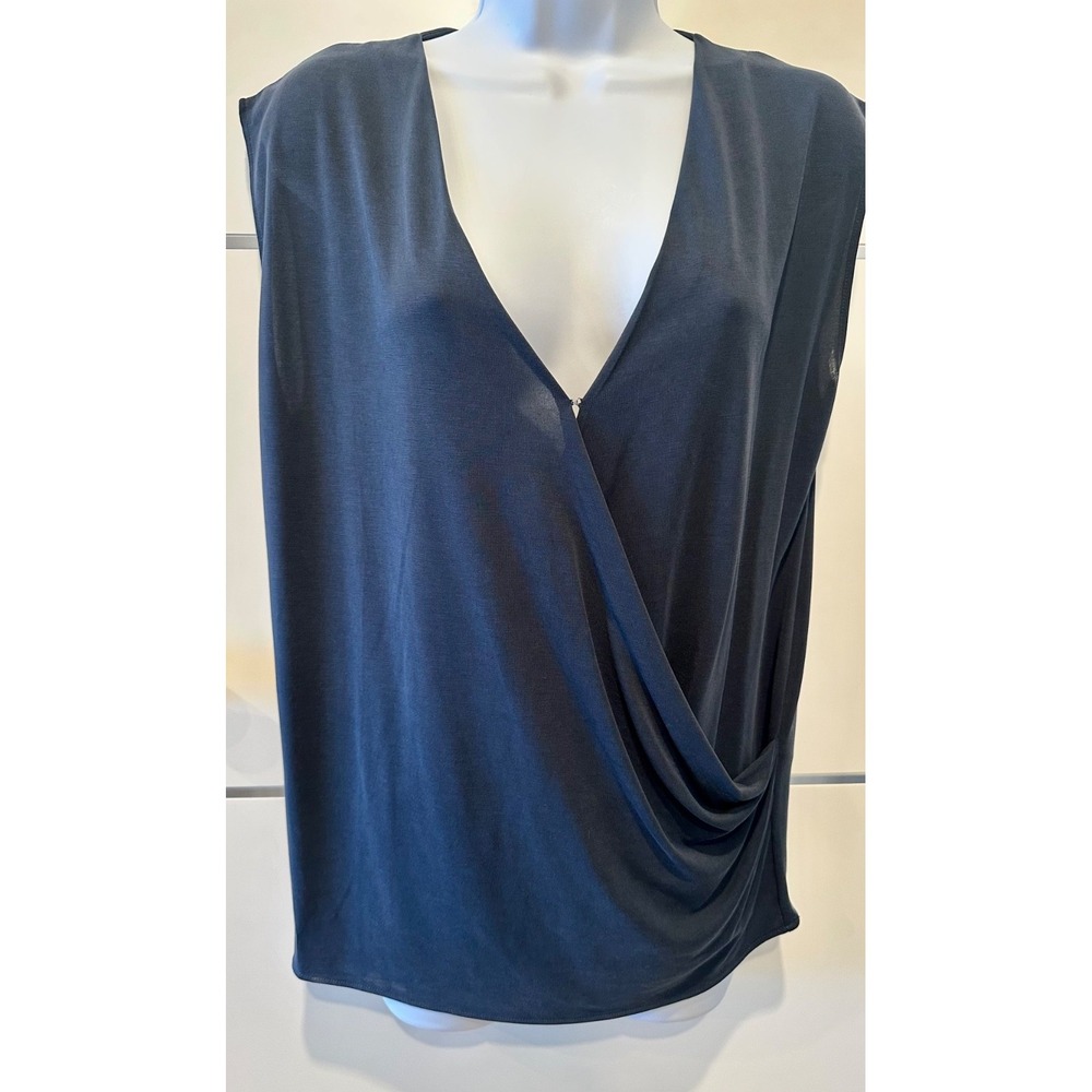 Rag & Bone New York Christy Drape Top Medium NWT Blue Gray Wrap Blouse $175